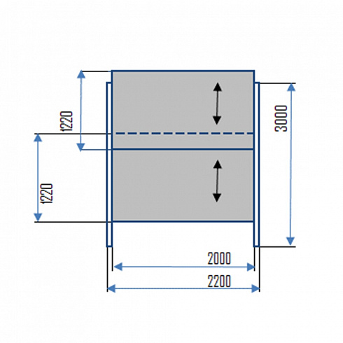 Колонная доска  с 2-мя досками. Размер доски: 2300 х 1220 мм; Ширина системы 2500 мм